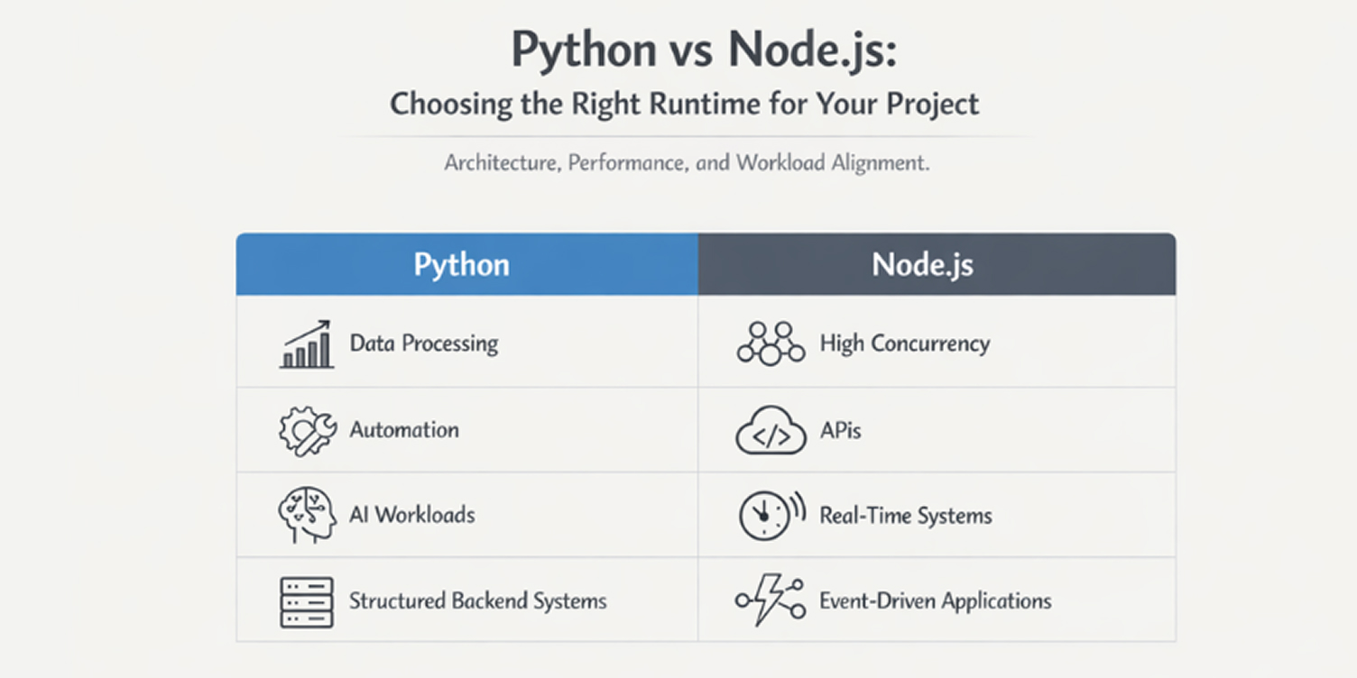 An image that represent Runtime Architecture and Execution Model in Python and Node.js